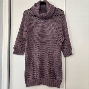 Stile Benetton Women’s Mohair Blend Cowl Neck Tunic Sweater Small Purple